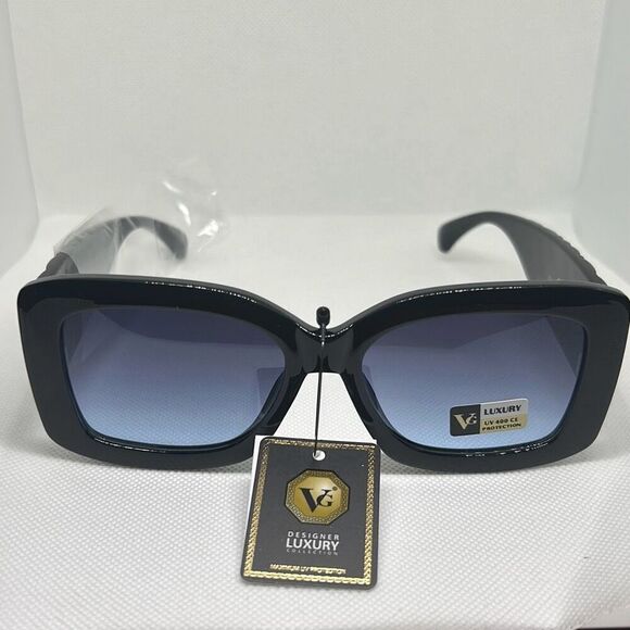 VG Women’s Quilted Pattern Rhinestone Sunglasses - Picture 3 of 3